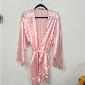 Elegant Pink Satin Women's Robe